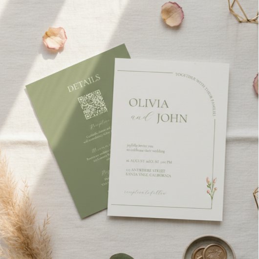 Boho Saliegroene & Linnen Minimalist met Details & Kaart