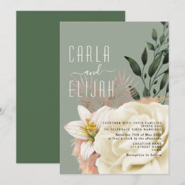 Boho Saliegroene Wilde Bloem Bruiloft Kaart