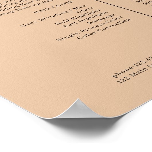 Boho Salon Price List Poster (Hoek)