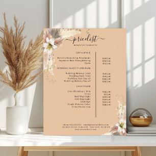Boho Salon Price List Poster