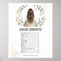 Boho Salon Service Prijslijst Poster - Bruine vrou