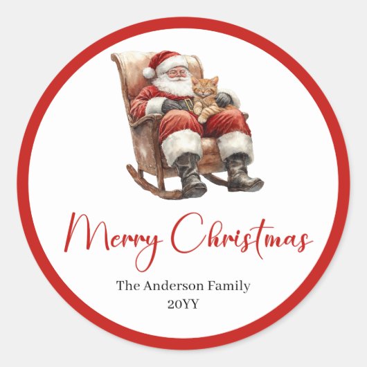 Boho Santa Claus Christmas Sticker Label Set (Voorkant)