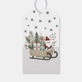 Boho Santa op slee met cadeaus Sneeuwvlokken Naam Cadeaulabel (Achterkant)
