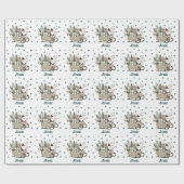 Boho Santa op slee met cadeaus Sneeuwvlokken Naam Cadeaupapier (Vlak)