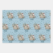 Boho Santa op slee met cadeaus Sneeuwvlokken Naam Inpakpapier Vel (Voorkant 2)