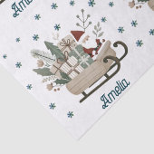 Boho Santa op slee met cadeaus Sneeuwvlokken Naam Tissuepapier (Detail)