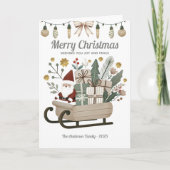 Boho Santa Sleigh Earth Tones Kerst Feestdagen Kaart (Voorkant)