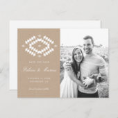 Boho Save the Date Briefkaart, Kraft Aankondigingskaart (Voorkant / Achterkant)