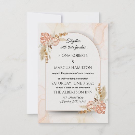 Boho Save the Date Briefkaart – Rustieke Bloemen (Voorkant)
