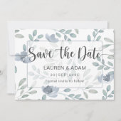 Boho Save the Date Dusty Blue Eucalyptus Floral (Voorkant)