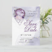Boho Save the Date Dusty Paars Celestial Mandala Kaart (Staand voorkant)