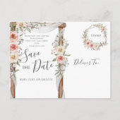 Boho Save the Date - Elegante Boheemse Bloemen Aankondigingskaart (Achterkant)