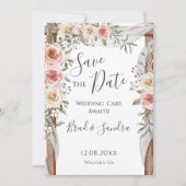 Boho Save the Date - Elegante Boheemse Bloemenboog (Voorkant)