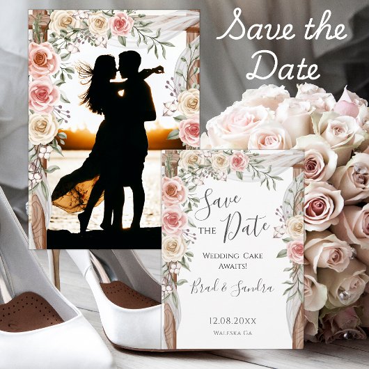 Boho Save the Date - Elegante Boheemse Bloemenboog