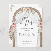 Boho Save the Date - Elegante Boheemse Bloemenboog Aankondigingskaart (Voorkant / Achterkant)