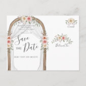 Boho Save the Date - Elegante Boheemse Bloemenboog Aankondigingskaart (Achterkant)