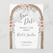 Boho Save the Date - Elegante Boheemse Bloemenboog Aankondigingskaart (Voorkant)