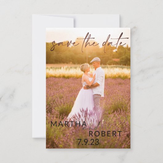 Boho Save the Date Kaart with Photo (Achterkant)