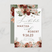 Boho Save the Date Kaart with Photo Terracota Sage (Voorkant / Achterkant)