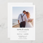 Boho Save the Date Photo Minimalist De datum opsla Kaart (Voorkant / Achterkant)