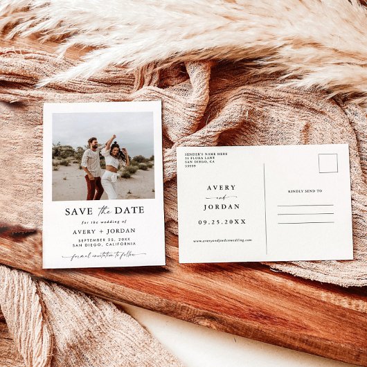 Boho Save the Date, Photo Minimalist Save the Date Briefkaart