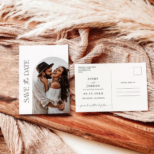 Boho Save the Date, Photo Minimalist Save the Date Briefkaart