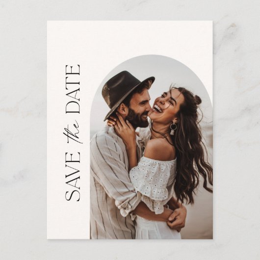 Boho Save the Date, Photo Minimalist Save the Date Briefkaart (Voorkant)