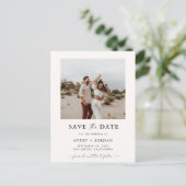 Boho Save the Date, Photo Minimalist Save the Date Briefkaart (Staand voorkant)