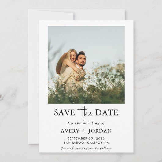 Boho Save the Date, Photo Minimalist Save the Date Kaart (Voorkant)