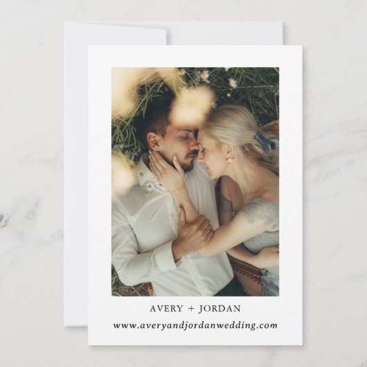 Boho Save the Date, Photo Minimalist Save the Date Kaart (Achterkant)