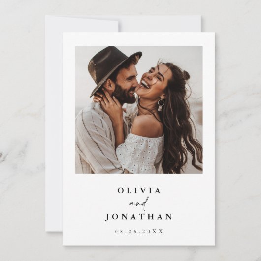 Boho Save the Date, Photo Minimalist Save the Date Kaart (Voorkant)