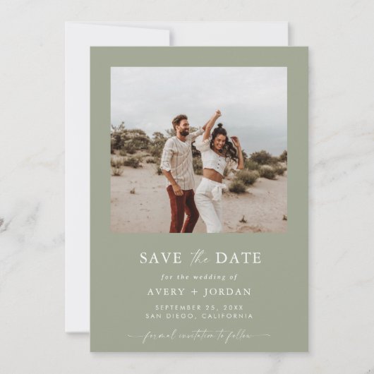 Boho Save the Date, Photo Minimalist Save the Date Kaart (Voorkant)
