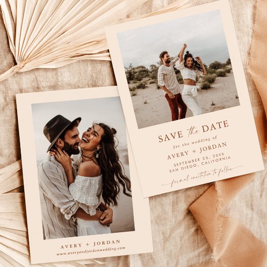 Boho Save the Date, Photo Minimalist Save the Date Kaart