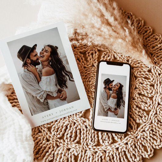 Boho Save the Date, Photo Minimalist Save the Date Kaart