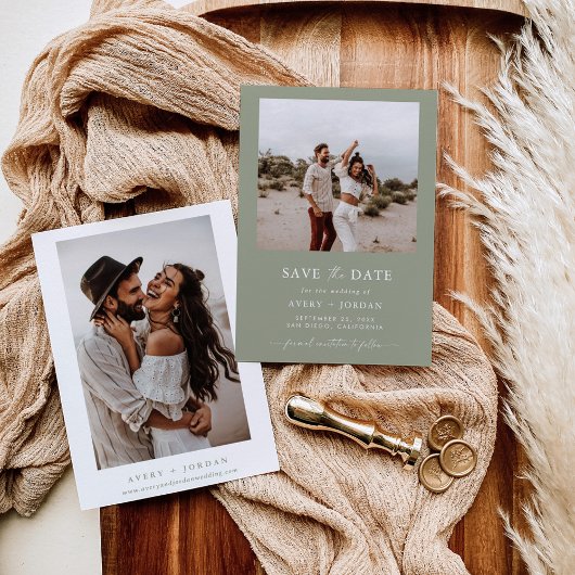 Boho Save the Date, Photo Minimalist Save the Date Kaart