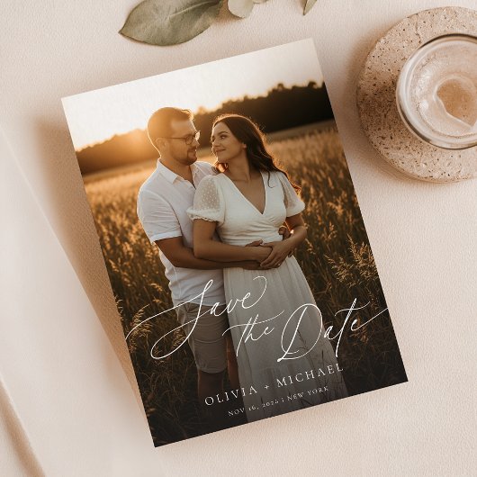 Boho Save the Date, Photo Minimalist Save the Date Kaart