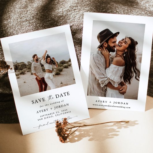 Boho Save the Date, Photo Minimalist Save the Date Kaart