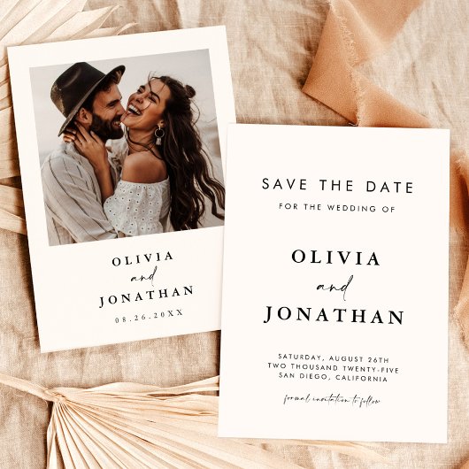 Boho Save the Date, Photo Minimalist Save the Date Kaart