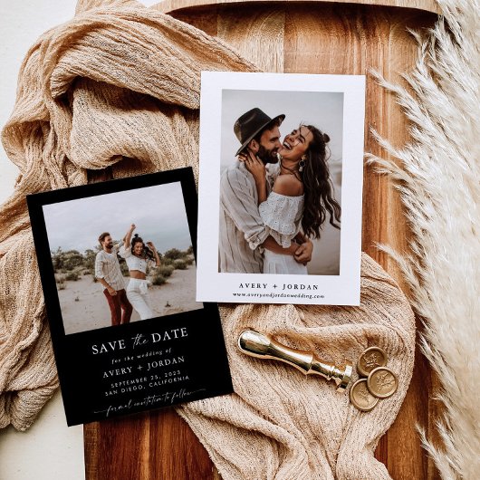 Boho Save the Date, Photo Minimalist Save the Date Kaart