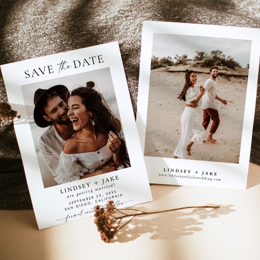 Boho Save the Date, Photo Minimalist Save the Date Kaart
