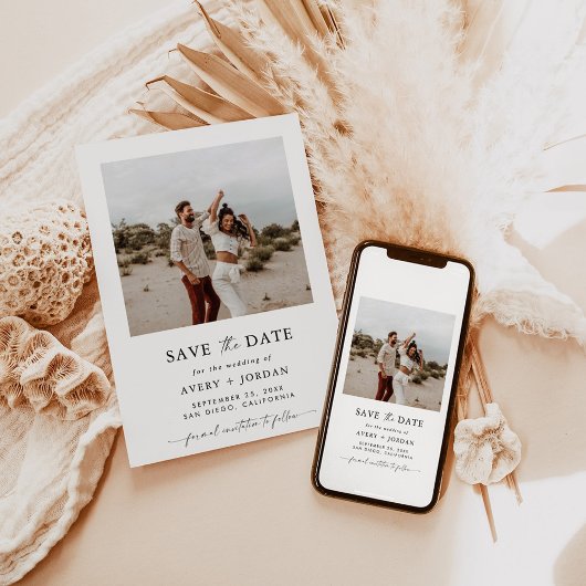 Boho Save the Date, Photo Minimalist Save the Date Kaart