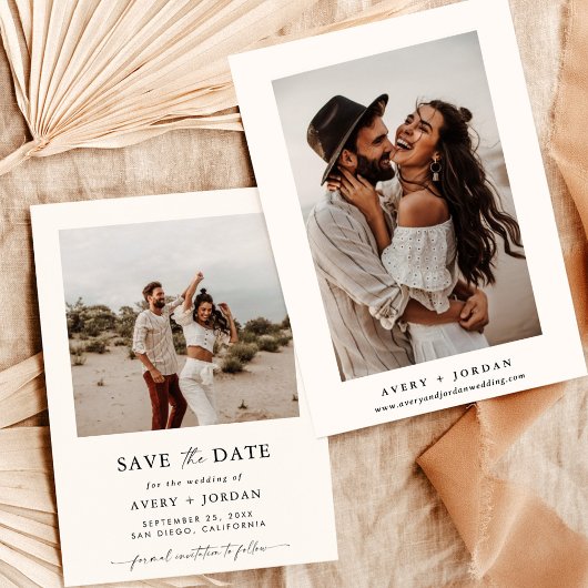 Boho Save the Date, Photo Minimalist Save the Date Kaart