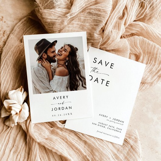 Boho Save the Date, Photo Minimalist Save the Date Kaart