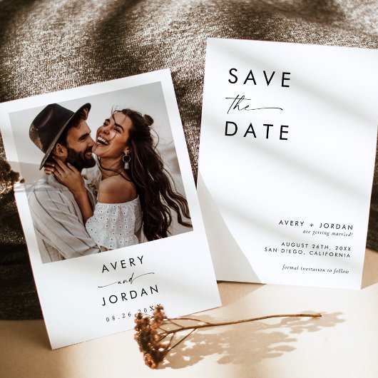 Boho Save the Date, Photo Minimalist Save the Date Kaart