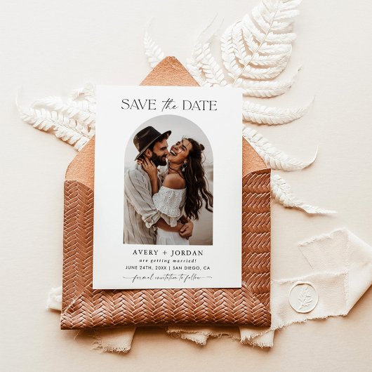 Boho Save the Date, Photo Minimalist Save the Date Kaart