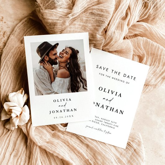 Boho Save the Date, Photo Minimalist Save the Date Kaart