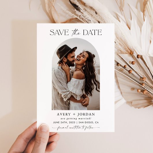 Boho Save the Date, Photo Minimalist Save the Date Kaart
