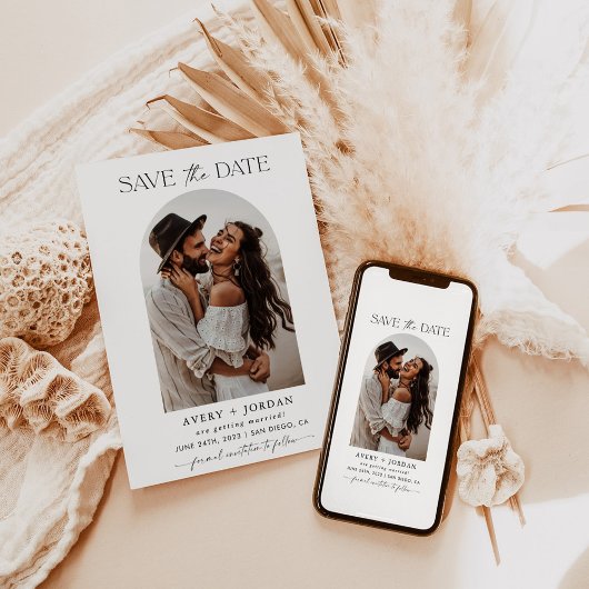 Boho Save the Date, Photo Minimalist Save the Date Kaart