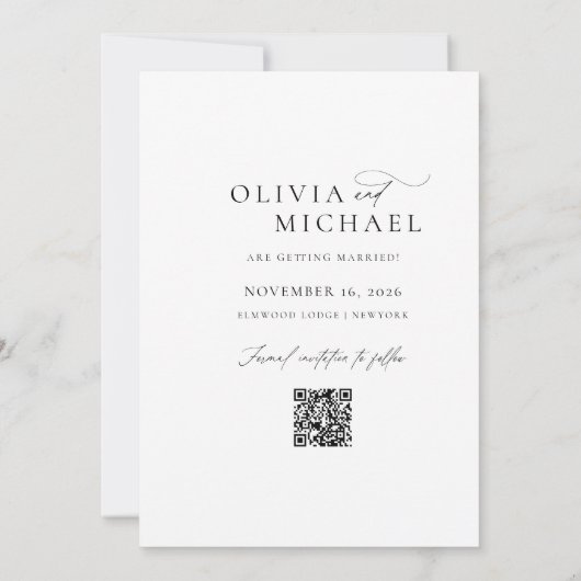 Boho Save the Date, Photo Minimalist Save the Date Kaart (Achterkant)