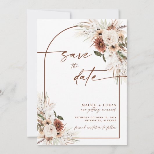 Boho Save The Date, Rustieke Herfst Verloving Kaart (Voorkant)